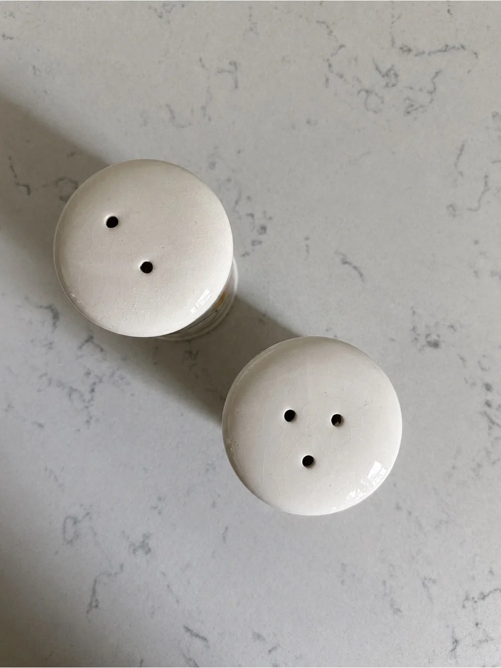 Vintage 1990s Hand-Painted Ceramic Salt and Pepper Shakers - Blue and Yellow